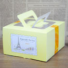 केक पैकेजिंग के लिए पीले पेपर बॉक्स पैकेजिंग, हैंडल के साथ फोल्डेबल केक बॉक्स