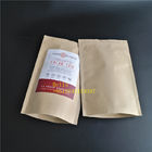 पत्ती लोगो मुद्रित चाय बैग पैकेजिंग ब्राउन क्राफ्ट पेपर जिपर थैली स्पष्ट खिड़की के साथ