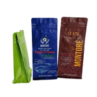 चमकदार सतह चाय बैग पैकेजिंग 250 ग्राम कॉफी बैग फ्लैट नीचे बॉक्स पाउच हीट सील