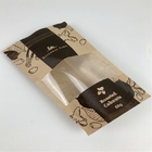 आयताकार खिड़की के साथ कस्टम मुद्रित शोधनीय स्टैंड अप पाउच क्राफ्ट पेपर कॉफी चाय स्नैक खाद्य पैकेजिंग बैग