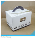 सुंदर Foldable केक पैकेजिंग बॉक्स सिल्वर आर्ट / क्राफ्ट पेपर हैंडल के साथ