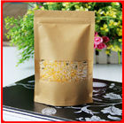 बीन्स / चावल के लिए विंडो के साथ खाद्य ग्रेड स्वनिर्धारित पेपर बैग क्राफ्ट पेपर