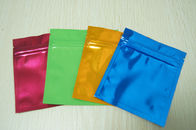 छोटे रंगीन एल्यूमीनियम पन्नी बैग Ziplock साथ ग्लॉसी तीन साइड सील Mylar फ्लैट