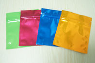 छोटे रंगीन एल्यूमीनियम पन्नी बैग Ziplock साथ ग्लॉसी तीन साइड सील Mylar फ्लैट