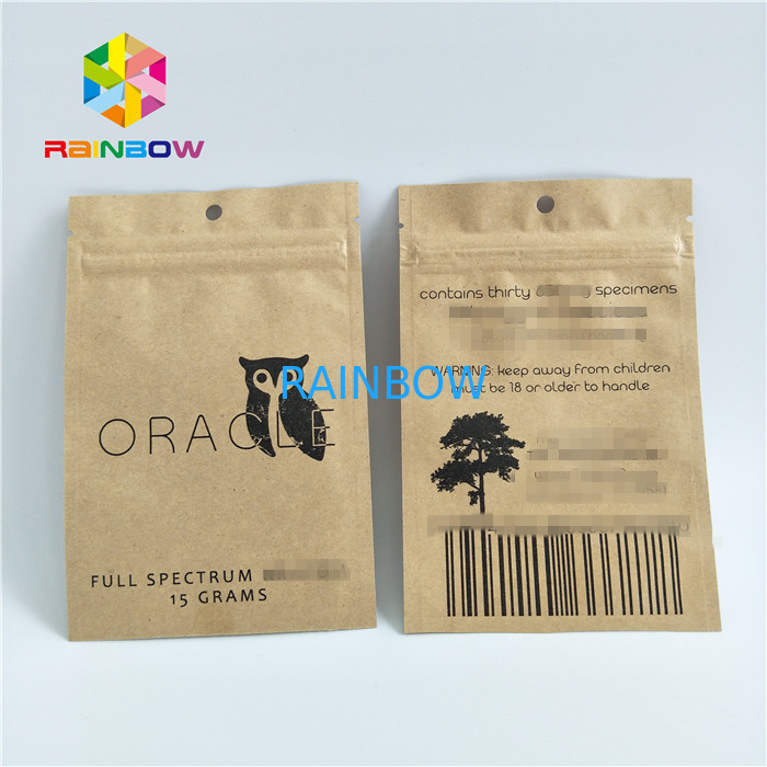 चाय के लिए छोटे क्राफ्ट पेपर 3 साइड सील एल्यूमीनियम पन्नी बैग स्वनिर्धारित लोगो