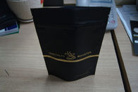 एल्यूमीनियम पन्नी चाय बैग पैकेजिंग / ज़िप ताला के साथ मैट ब्लैक प्लास्टिक कॉफी बैग खड़े हो जाओ