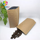 कॉफी बीन के लिए जिप लॉक के साथ प्लास्टिक ब्राउन क्राफ्ट पेपर बैग स्वनिर्धारित पेपर बैग स्टैंड अप करें