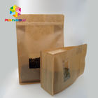 कॉफी बीन्स के लिए उच्च तापमान स्टैंड पाउच दबाव प्रतिरोध स्पष्ट खिड़की के साथ क्राफ्ट पेपर बैग