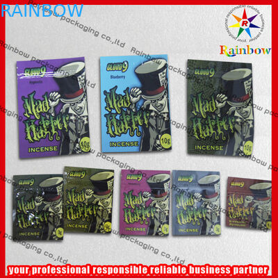 एल्यूमीनियम पन्नी हर्बल धूप ज़िप प्लास्टिक बैग जिपर के साथ पुनर्नवीनीकरण