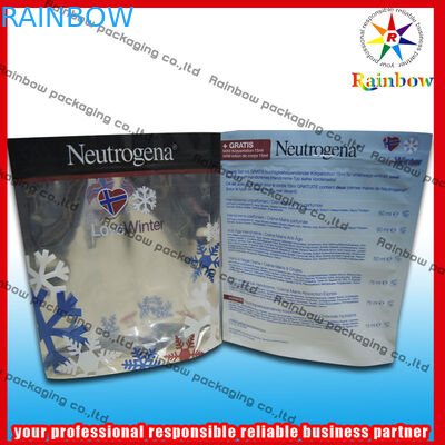 पन्नी स्टैंड अप कॉस्मेटिक पैकेजिंग बैग पर्ल पाउडर के लिए ज़िपलॉक के साथ पुनर्नवीनीकरण