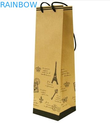 शराब और उपहार के लिए हैंडल के साथ स्वनिर्धारित लेपित पेपर पैकेजिंग बैग