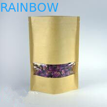 पारदर्शी खिड़की के साथ 150 ग्राम क्षमता स्वनिर्धारित कागज बैग जिपर