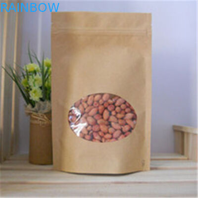 स्पष्ट विंडो अनुकूलित पेपर बैग, जिपर ब्राउन पेपर बैग