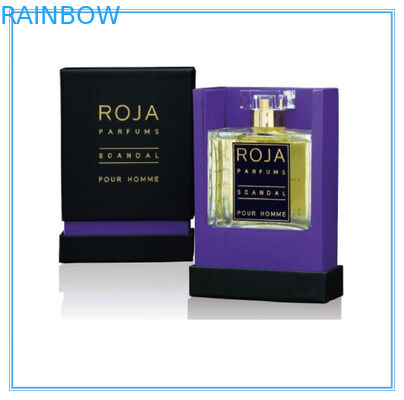 कला कागज बैंगनी इत्र पैकेजिंग बॉक्स नीचे के साथ Recyclable