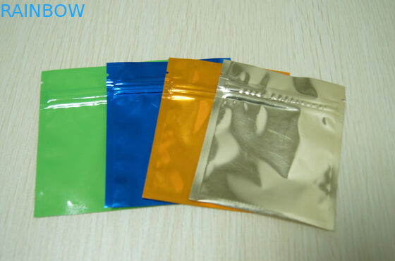 छोटे रंगीन एल्यूमीनियम पन्नी बैग Ziplock साथ ग्लॉसी तीन साइड सील Mylar फ्लैट