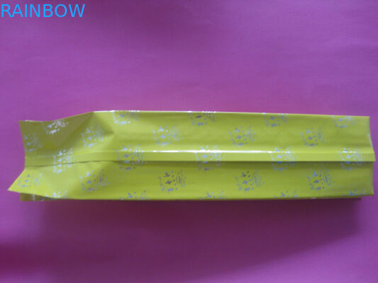 साइड गस्सेट येलो कॉफ़ी बीन पैकेजिंग एल्युमिनियम फॉयल हीट सील