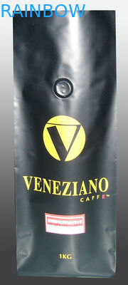 सिलवरी वैक्यूम सील टी बैग्स पैकेजिंग मैट फिनिशिंग स्टैंड विथ डीगैसिंग वाल्व