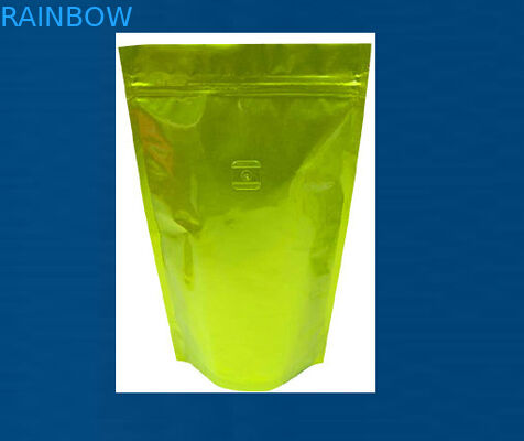 पूर्ण मुद्रित चमकदार चाय पैकेजिंग पाउच जिपर लाइट गोल्ड स्टैंड अप