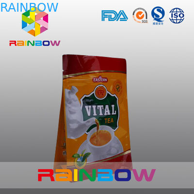 फ्लैट नीचे महत्वपूर्ण चाय पैकेजिंग बैग / अर्थव्यवस्था प्लास्टिक चाय पैकेजिंग पाउच