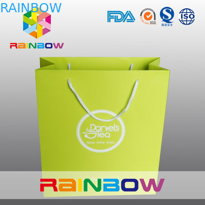 पुनर्नवीनीकरण स्क्वायर नीचे अनुकूलित पेपर बैग / मुद्रित पेपर शॉपिंग बैग