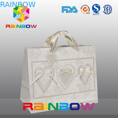 अद्वितीय डिजाइन सफेद / लाल कस्टम मुद्रित कागज बैग संभाल के साथ