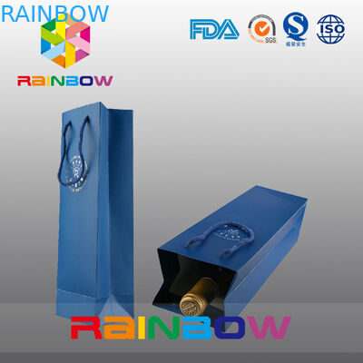 शराब की बोतल स्वनिर्धारित पेपर बैग / लोगो मुद्रण के साथ कस्टम मुद्रित क्राफ्ट पेपर बैग