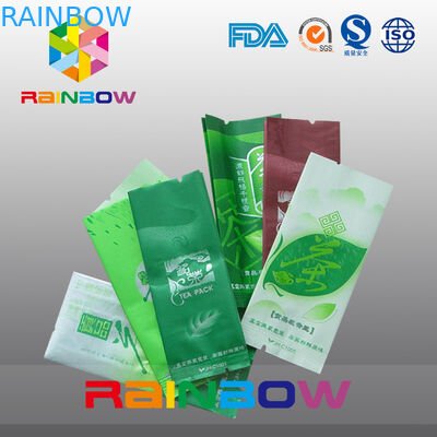 नमी प्रूफ साइड गुस्सेट टी बैग्स पैकेजिंग टियर नॉच, ग्रीन के साथ
