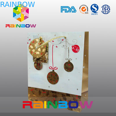 उपहार के लिए Drawstring के साथ लक्जरी मुद्रित फ्लैट नीचे अनुकूलित पेपर बैग