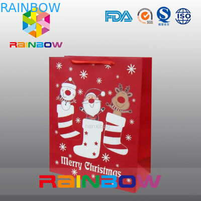 लाल अनुकूलित कागज बैग क्रिसमस उपहार बैग लाल रस्सी / प्यारा मुद्रित के साथ