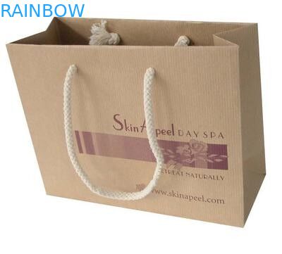 उपहार / खरीदारी के लिए ड्रॉस्ट्रिंग के साथ ब्राउन क्राफ्ट पेपर बैग स्वनिर्धारित प्रिंटिंग