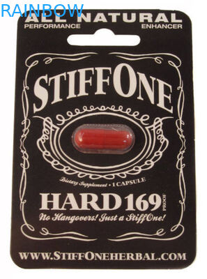 छेद भरने के साथ पुरुष यौन संवर्धन कैप्सूल / गोलियां लिए पेपर कार्ड फांसी