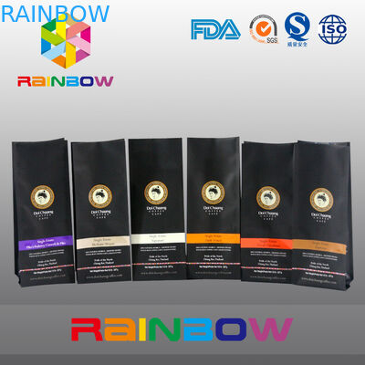 काले स्वनिर्धारित मुद्रित नीचे कली बैग, जिपर / वाल्व के साथ प्लास्टिक कॉफी पाउच