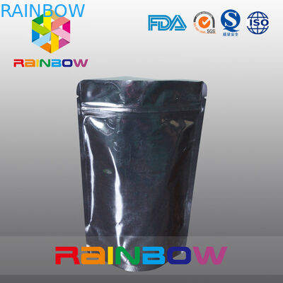प्रोटीन पाउडर के लिए अनुकूलित मुद्रित एल्यूमीनियम पन्नी पाउच पैकेजिंग, काला