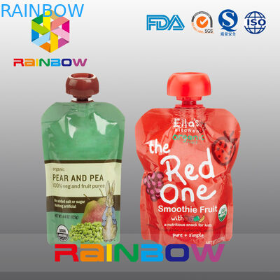 डबल ज़िप के साथ 140 मिली 200 मिली रे-सीक्विज़्ड बेबी फ़ूड टोंटी पाउच