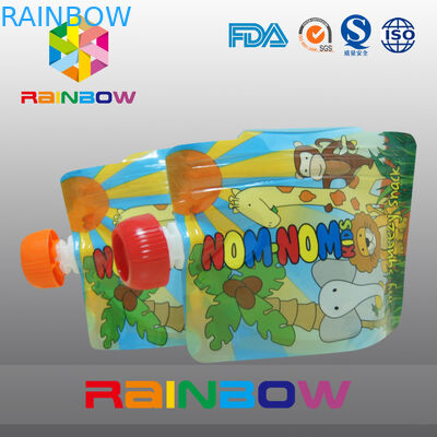 शीर्ष पर ज़िप के साथ ऊपर पुन: बेबी खाद्य टोंटी पाउच पैकेजिंग खड़े हो जाओ