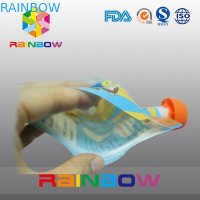 शीर्ष पर ज़िप के साथ ऊपर पुन: बेबी खाद्य टोंटी पाउच पैकेजिंग खड़े हो जाओ