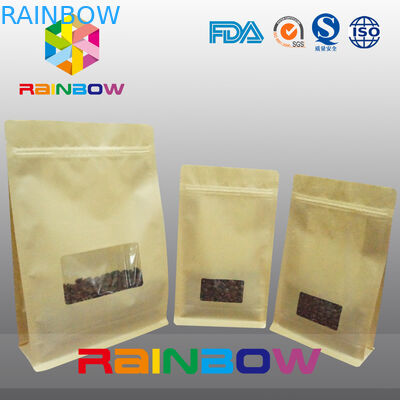 फ्लैट नीचे कली बैग, कॉफी के लिए स्पष्ट विंडो के साथ ट्रैक्टर सील ब्लॉक के नीचे बैग