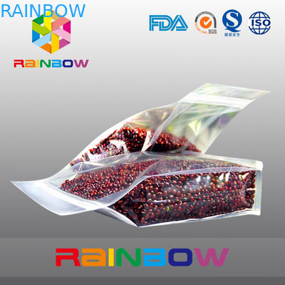 प्लास्टिक पारदर्शी नीचे कली ziplock बीन्स / खाद्य पैकेजिंग बैग