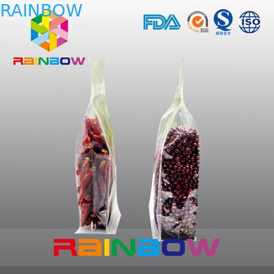 प्लास्टिक पारदर्शी नीचे कली ziplock बीन्स / खाद्य पैकेजिंग बैग