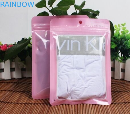 कपड़े / परिधान पैकेजिंग सामने स्पष्ट के लिए पकड़ सील जिपर प्लास्टिक बैग