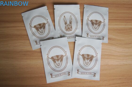 तीन साइड सील बीज पैकेजिंग पाउच / मैट व्हाइट ग्रिप सील मसाला पोटपौरी बैग