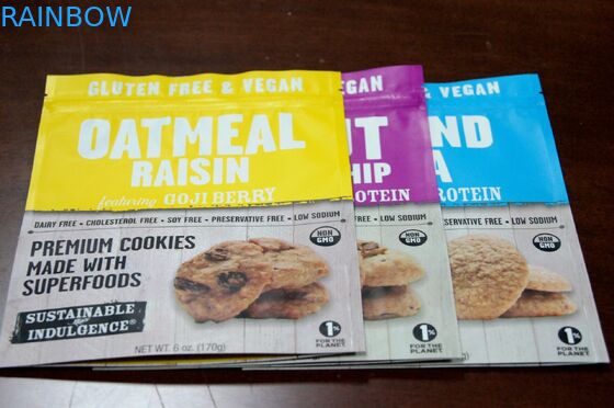 विविड प्रिंट फ़ॉइल लाइनेड स्नैक पैकेजिंग बैग / डॉयपैक्स मायलर जिपर कुकीज़ थैली