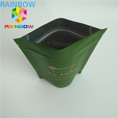 जिपर कस्टम डिजाइन के साथ एल्यूमीनियम पन्नी लाइन मैट मैट व्हाइट ग्रीन टी पैकेजिंग बैग