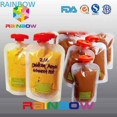 जाम / जूस के लिए स्पष्ट स्व स्थायी टोंटी थैली, बच्चे के लिए पुन: प्रयोज्य खाद्य पैकिंग बैग