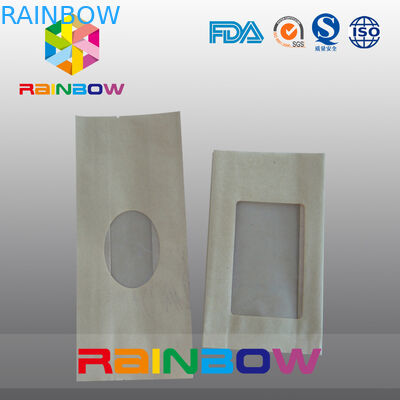 स्पष्ट खिड़की के साथ कैंडी / ड्राई फूड ग्रेड पैकेजिंग के लिए गस्सेट क्राफ्ट पेपर बैग