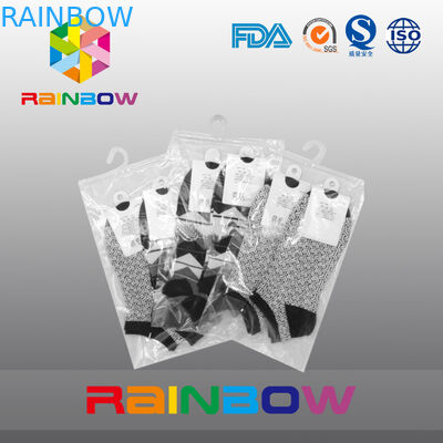 जिपर के साथ लोगो प्रिंट क्लियर प्लास्टिक जिपलॉक बैग / हैंगिंग हुक बैग को अनुकूलित करें