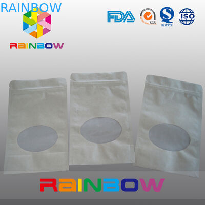 ब्राउन क्राफ्ट पेपर बैग जिपर के साथ पैकेजिंग बैग स्टैंड अप, कैंडी / खाद्य पदार्थों के लिए जिपलॉक बैग