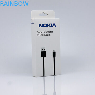 कस्टम मुद्रित लोगो के साथ USB केबल पैकेजिंग के लिए हैंगिंग पेपर बॉक्स पैकेजिंग