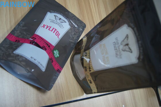 स्टैंड अप प्लास्टिक प्रोटीन पाउडर / चीनी / स्वीटनर कस्टम पैकेजिंग बैग ज़िपलॉक