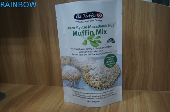 स्टैंड अप प्लास्टिक प्रोटीन पाउडर / चीनी / स्वीटनर कस्टम पैकेजिंग बैग ज़िपलॉक